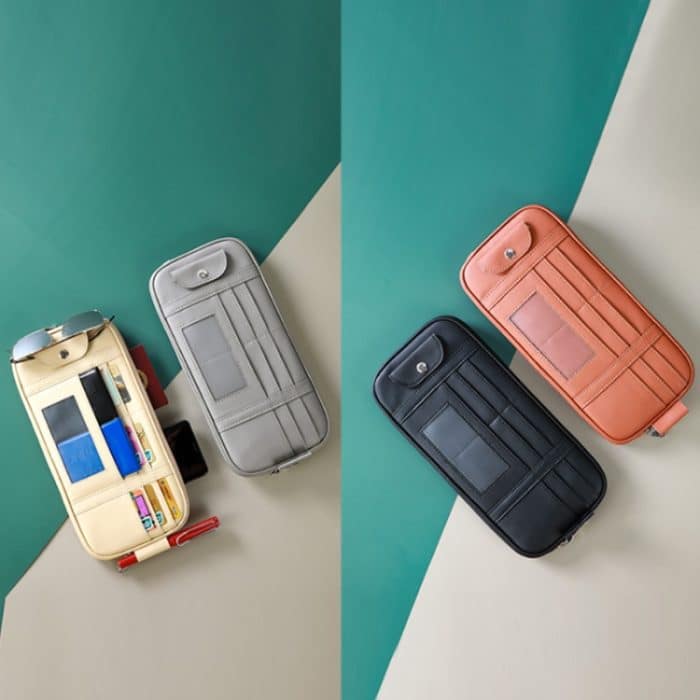 Auto-Führerschein-Aufbewahrungstasche, Sonnenblende, Sonnenbrille, Kartenhalter, Beige, Gray, Black, Brown – Bild 2