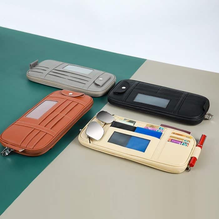 Auto-Führerschein-Aufbewahrungstasche, Sonnenblende, Sonnenbrille, Kartenhalter, Beige, Gray, Black, Brown – Bild 6