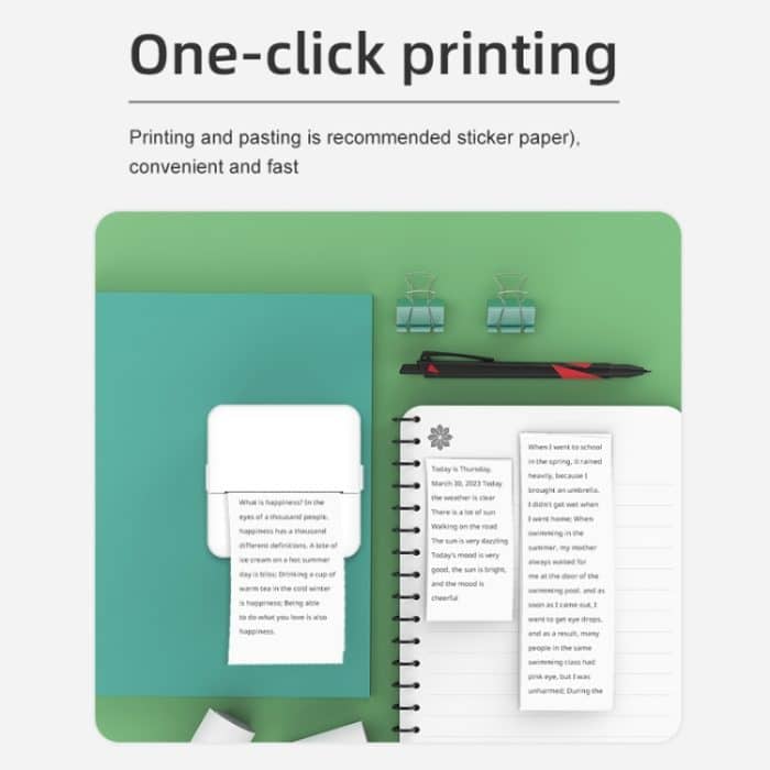 X6 200DPI Schüler-Hausaufgabendrucker, Bluetooth, tintenloser Taschendrucker, Pink Printer Paper x1, White Printing Paper x1, Pink Printing Paper x5, White Printing Paper x5, Pink Sicker x5, White Sticker x5, Pink 5 Printer Paper+5 Stickers... – Bild 4