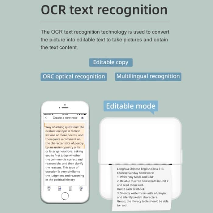 X6 200DPI Schüler-Hausaufgabendrucker, Bluetooth, tintenloser Taschendrucker, Pink Printer Paper x1, White Printing Paper x1, Pink Printing Paper x5, White Printing Paper x5, Pink Sicker x5, White Sticker x5, Pink 5 Printer Paper+5 Stickers... – Bild 5