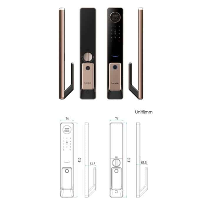 LOCSTAR T100A 3D-Gesichtserkennung, Fingerabdruck-Codekarte, digitales Türschloss, T100A Space Gray, T100A Rose Gold – Bild 13