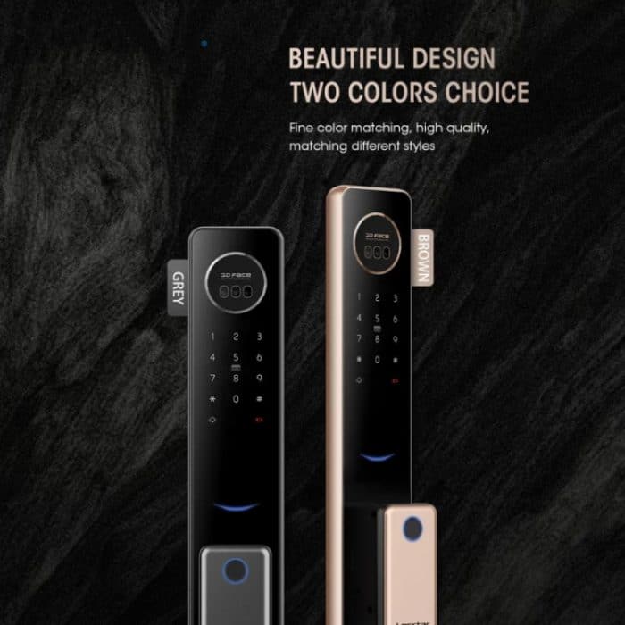 LOCSTAR T100A 3D-Gesichtserkennung, Fingerabdruck-Codekarte, digitales Türschloss, T100A Space Gray, T100A Rose Gold – Bild 3