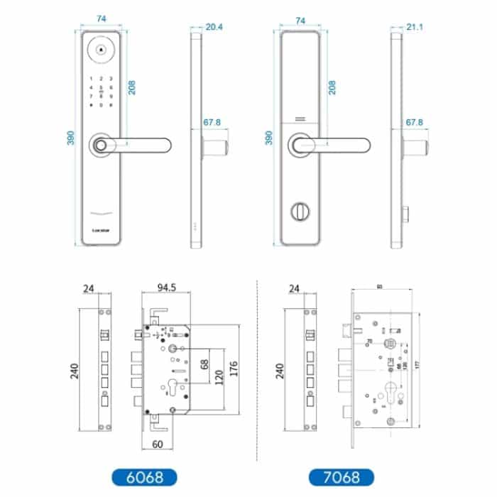 Locstar A60 Smart-Fingerabdruck-Passwort-Türschloss mit Türklingel, Basic Version Gray, Basic Version Gold, Tuya APP Version Gray, Tuya APP Version Gold – Bild 11