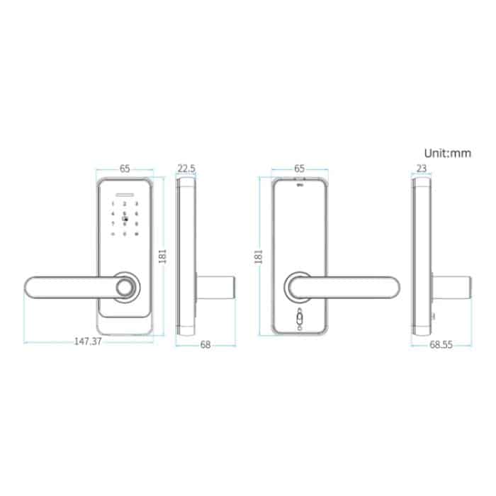 LOCSTAR C89 Intelligentes Fingerabdruck-Passwortschloss für Haus- und Innentüren, TUYA-Systemschloss, C89 Black, C89 Silver – Bild 4