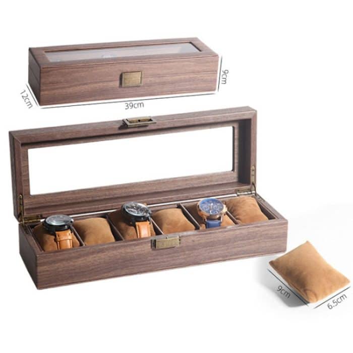 Uhrenbox aus Leder mit Holzmaserung, Uhrenaufbewahrung, Schmuckschatulle, 6 Digit Long, 10 Digit Long, 12 Digit Long, 3 Digit Long, 2 Digit Long, 6 Digit Square – Bild 9