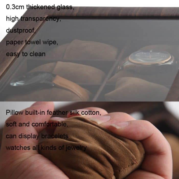 Uhrenbox aus Leder mit Holzmaserung, Uhrenaufbewahrung, Schmuckschatulle, 6 Digit Long, 10 Digit Long, 12 Digit Long, 3 Digit Long, 2 Digit Long, 6 Digit Square – Bild 4