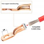 8AWG 3/8\" Bolzenringanschluss-Lötkabel, blankes Kupferloch mit Schrumpfschlauch – Bild 3
