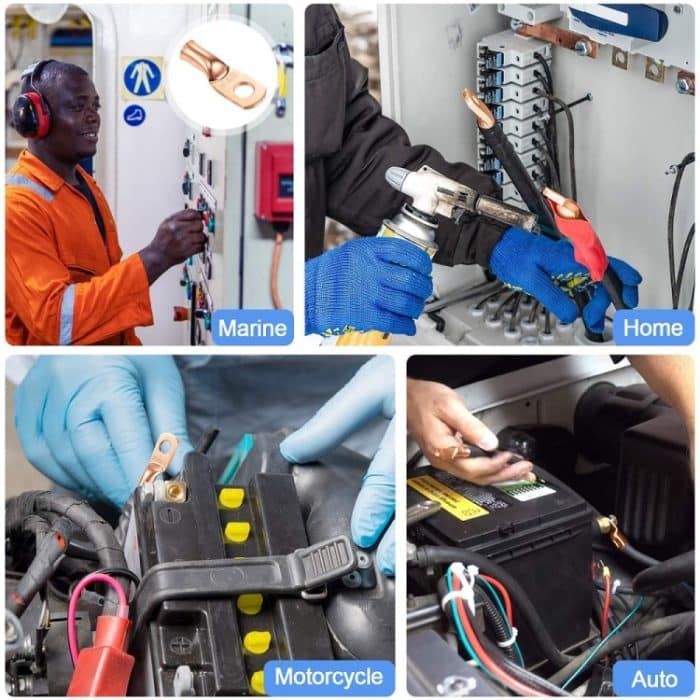 8AWG 3/8\" Bolzenringanschluss-Lötkabel, blankes Kupferloch mit Schrumpfschlauch – Bild 6