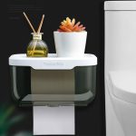 Stanzfreies Badezimmer, transparent, wasserdicht, Taschentuchbox, Toilette, Wandmontage, Aufbewahrungsregal, Large (Black), Large (Pink), Small (Black), Small (Pink) – Bild 2