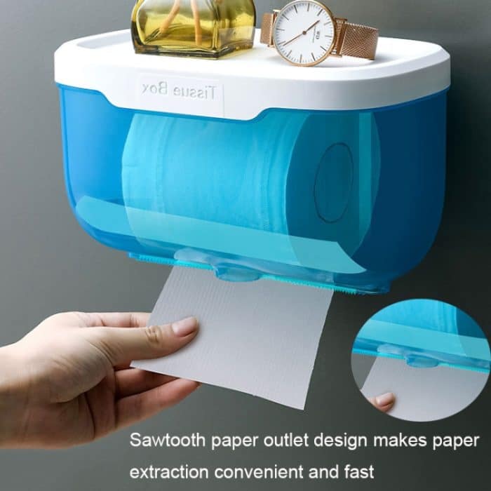 Stanzfreies Badezimmer, transparent, wasserdicht, Taschentuchbox, Toilette, Wandmontage, Aufbewahrungsregal, Large (Black), Large (Pink), Small (Black), Small (Pink) – Bild 6