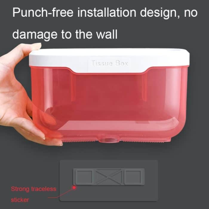 Stanzfreies Badezimmer, transparent, wasserdicht, Taschentuchbox, Toilette, Wandmontage, Aufbewahrungsregal, Large (Black), Large (Pink), Small (Black), Small (Pink) – Bild 9