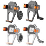 JO HORSE Aluminiumlegierung Fahrrad Reiten Handy Navigation Roller Feste Halterung, Black Handlebar, Titanium Handlebar, Black Mirror Base, Titanium Mirror Base – Bild 2