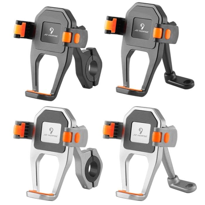 JO HORSE Aluminiumlegierung Fahrrad Reiten Handy Navigation Roller Feste Halterung, Black Handlebar, Titanium Handlebar, Black Mirror Base, Titanium Mirror Base – Bild 2