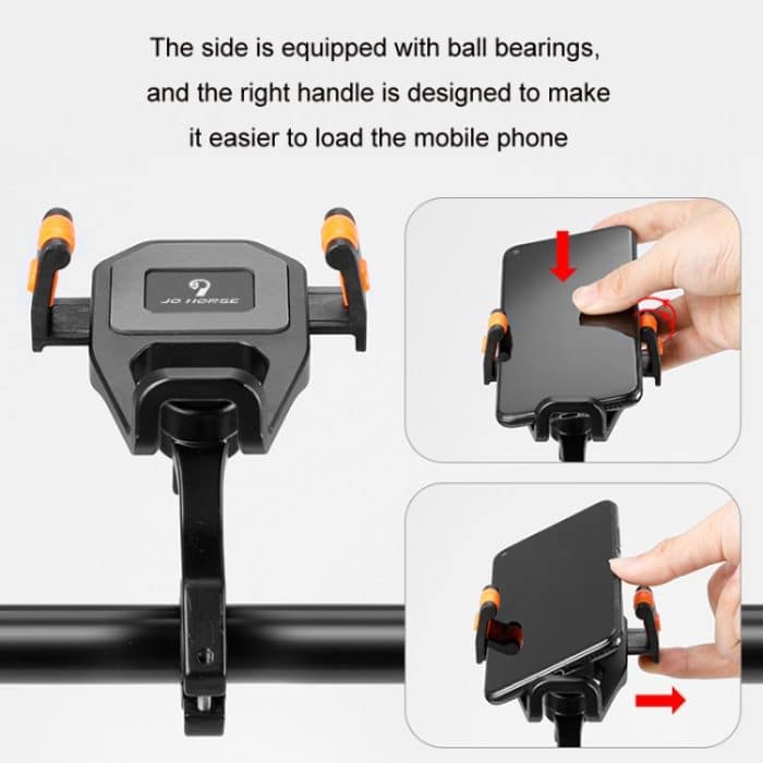 JO HORSE Aluminiumlegierung Fahrrad Reiten Handy Navigation Roller Feste Halterung, Black Handlebar, Titanium Handlebar, Black Mirror Base, Titanium Mirror Base – Bild 5