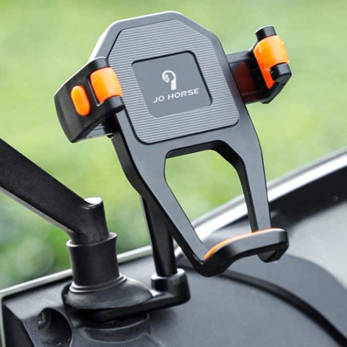 JO HORSE Aluminiumlegierung Fahrrad Reiten Handy Navigation Roller Feste Halterung, Black Handlebar, Titanium Handlebar, Black Mirror Base, Titanium Mirror Base – Bild 10