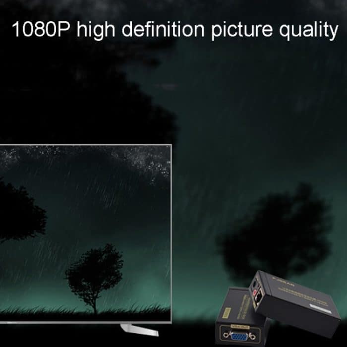 FJGEAR FJ-VEA100 2-in-1-Extender, VGA-zu-RJ45-Signal, Einzelkabelverlängerung mit Audio, EU-Stecker – Bild 7