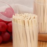 Bambus-Fruchtstäbchen, Einweg-Dessertgabel mit zwei Zinken für den Heimgebrauch, 100pcs /Can, 200pcs /Can – Bild 4