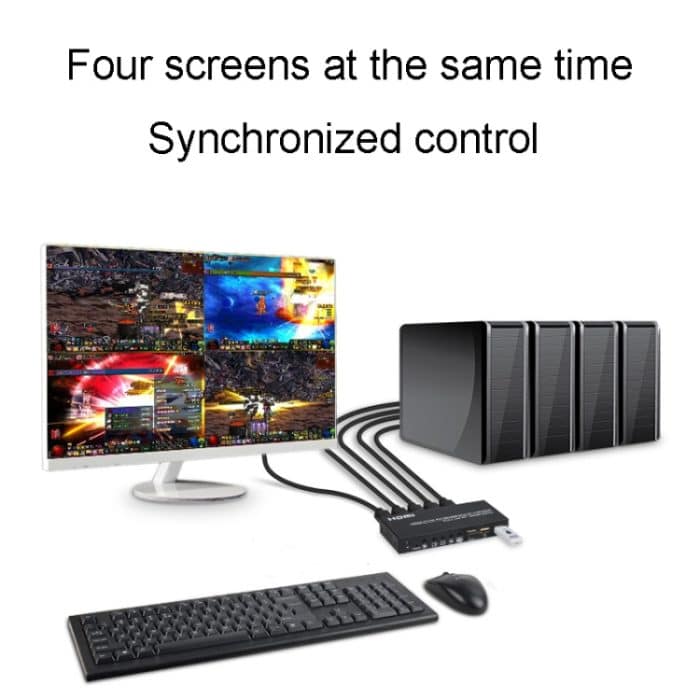 FJGEAR FJ-401HK 4 Ports HDMI KVM Video Splitter mit IR-Fernbedienung – Bild 4