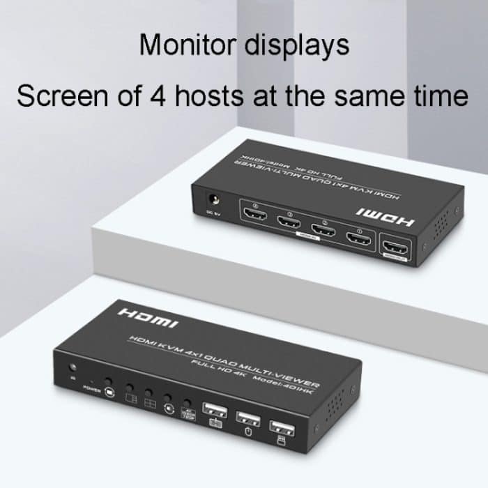 FJGEAR FJ-401HK 4 Ports HDMI KVM Video Splitter mit IR-Fernbedienung – Bild 6