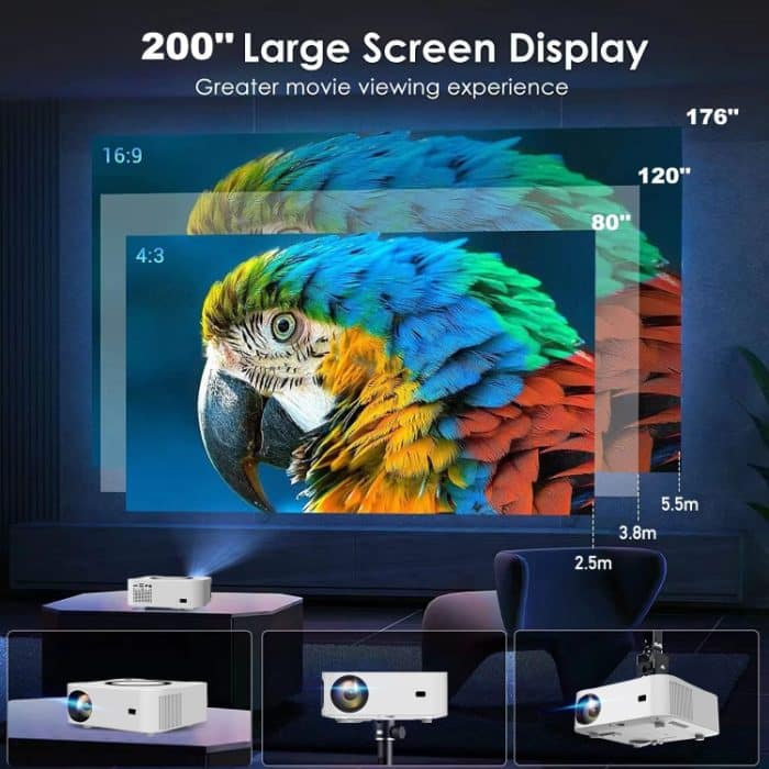 Home HD Projektor 1080P Bluetooth WIFI Handy Smart Projektor, US Plug, EU Plug, UK Plug, AU Plug – Bild 12