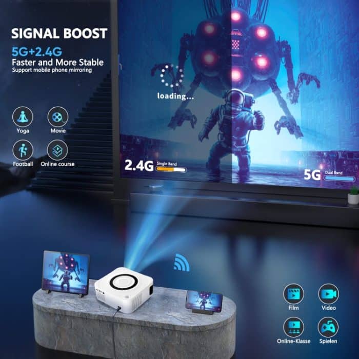 Home HD Projektor 1080P Bluetooth WIFI Handy Smart Projektor, US Plug, EU Plug, UK Plug, AU Plug – Bild 6