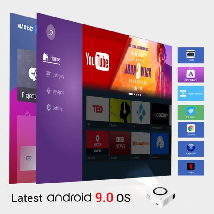 Home HD Projektor 1080P Bluetooth WIFI Handy Smart Projektor, US Plug, EU Plug, UK Plug, AU Plug – Bild 8