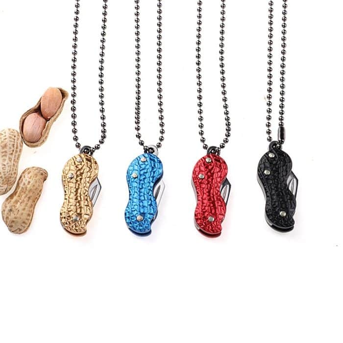 Erdnussförmiges Halskettenmesser. Tragen Sie ein Klappmesser aus Edelstahl – Bild 5