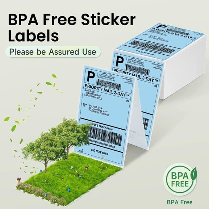 500 Blatt 4×6 Zoll Aufkleber Thermoetikettenpapier für Phomemo PM-246S / PM-241BT / D520BT, Folding White, Folding Rose Red, Folding Pink, Folding Light Blue, Folding Purple, Folding Yellow, Roll Paper White – Bild 2