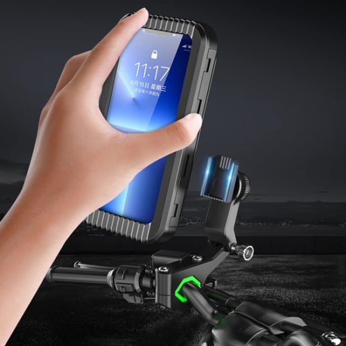 Fahrrad Motorrad Outdoor Sport Radfahren Handy wasserdichte Tasche, Handlebar With Rope, Rearview Mirror With Rope, Handlebar, Rearview Mirror – Bild 4