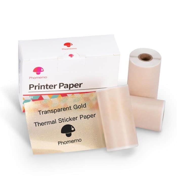 3 Rollen/Packung Phomemo für M02/M02S/M02Pro 50 mm Thermo-Etikettendruckpapier für Aufkleberdrucker mit schwarzem Buchstaben auf goldenem Pulverhintergrund – Bild 1