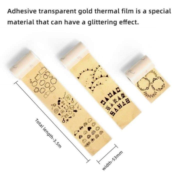3 Rollen/Packung Phomemo für M02/M02S/M02Pro 50 mm Thermo-Etikettendruckpapier für Aufkleberdrucker mit schwarzem Buchstaben auf goldenem Pulverhintergrund – Bild 2