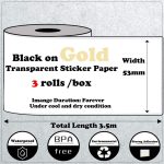 3 Rollen/Packung Phomemo für M02/M02S/M02Pro 50 mm Thermo-Etikettendruckpapier für Aufkleberdrucker mit schwarzem Buchstaben auf goldenem Pulverhintergrund – Bild 3