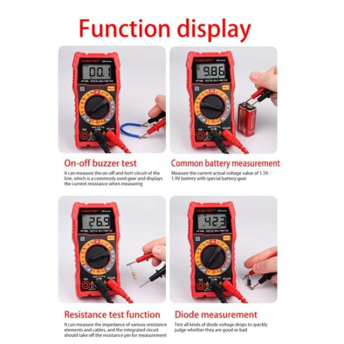 HABOTEST HT108L 600V 10A LCD Digital Multimeter DC Spannung Diode Freguency Multitester Strom Tester – Bild 6