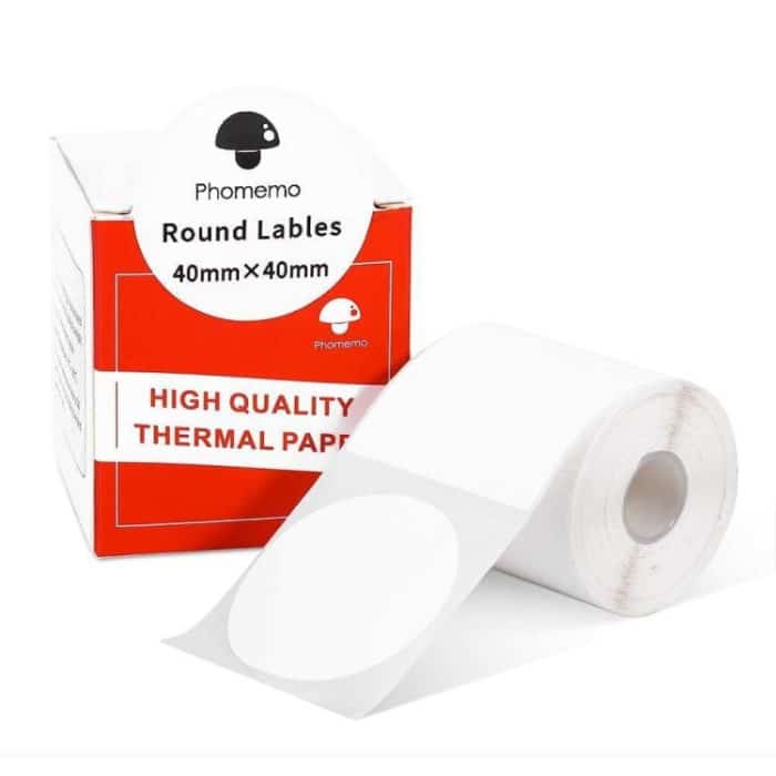 180 Stück/Rolle Phomemo für M110/M200 Drucker 40 x 40 mm runde selbstklebende Thermoetiketten – Bild 1