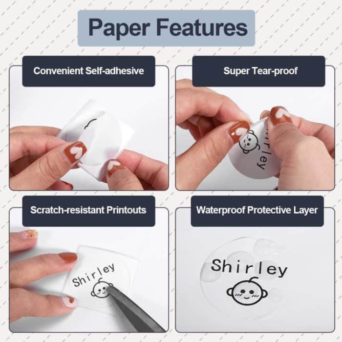 180 Stück/Rolle Phomemo für M110/M200 Drucker 40 x 40 mm runde selbstklebende Thermoetiketten – Bild 4