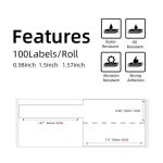 100 Stück/Rolle Phomemo für M110/M200 Drucker 25 x 38 mm Kabel selbstklebende Thermoetiketten, Red, Blue, Yellow – Bild 2