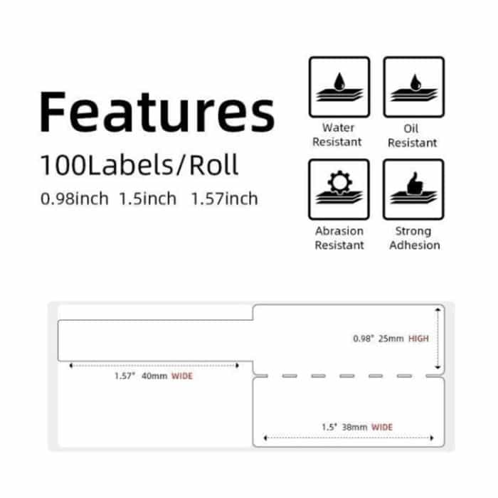 100 Stück/Rolle Phomemo für M110/M200 Drucker 25 x 38 mm Kabel selbstklebende Thermoetiketten, Red, Blue, Yellow – Bild 2