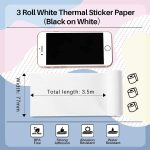Für Phomemo M03-Serie, 3 Rollen/Packung, 80 mm x 3,5 m, 10 Jahre Thermo-selbstklebendes Schwarz-auf-Weiß-Druckpapier – Bild 2