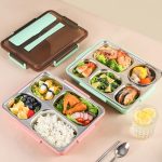 Lunchbox aus Edelstahl 304, auslaufsicher, isoliert, Bento-Box für Studentenwohnheime, 4 Grid Pink, 4 Grid Black, 4 Grid Blue, 5 Grid Pink, 5 Grid Black, 5 Grid Blue – Bild 2