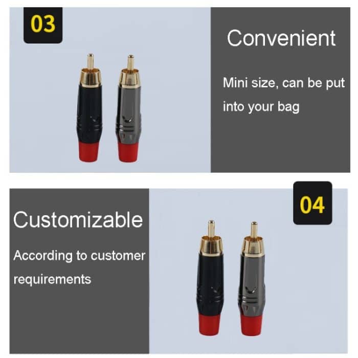 Audio-/Videostecker mit gelötetem RCA-Stecker aus reinem Kupfer, zusammengebaut mit AV-Lotus-Anschluss, Red – Bild 5