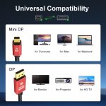 Version 2.1 Mini-DP-auf-DP-Kabel, Monitor, Computer-Video-Adapterkabel, 30 AWG Außendurchmesser: 6,3 mm, 1m, 1.5m, 2m, 3m – Bild 3