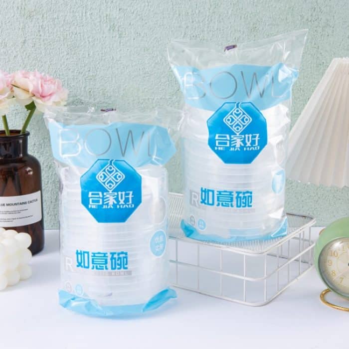 HEJIAHAO Einwegschüssel in Lebensmittelqualität, runde, verdickte, transparente Kunststoffschüssel, 18pcs /Pack – Bild 2