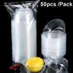 50 Stück/Packung, kein Deckel, runde Einweg-Plastikschüssel, dicke, transparente Fast-Food-Suppenschüssel, 300ml, 380ml, 700ml, 850ml, 1000ml