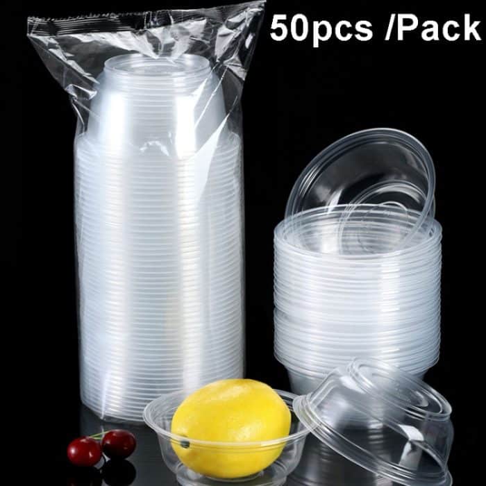 50 Stück/Packung, kein Deckel, runde Einweg-Plastikschüssel, dicke, transparente Fast-Food-Suppenschüssel, 300ml, 380ml, 700ml, 850ml, 1000ml – Bild 1