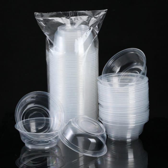 50 Stück/Packung, kein Deckel, runde Einweg-Plastikschüssel, dicke, transparente Fast-Food-Suppenschüssel, 300ml, 380ml, 700ml, 850ml, 1000ml – Bild 2