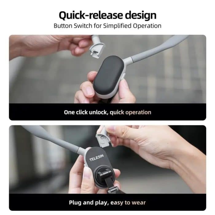 TELESIN Silikon-Nackenhalterung, magnetischer Selfie-Stick, Handy-Nackenhalter, MNM-001 (Gray), MNM-001 (Blue) – Bild 13