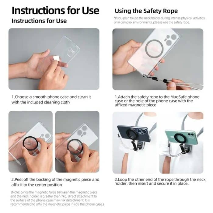 TELESIN Silikon-Nackenhalterung, magnetischer Selfie-Stick, Handy-Nackenhalter, MNM-001 (Gray), MNM-001 (Blue) – Bild 15