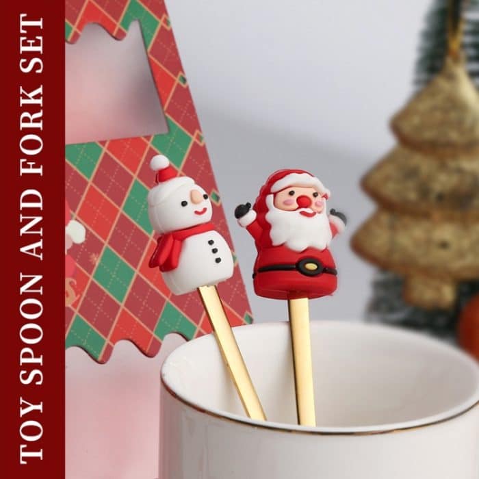 6 Stück / Packung Weihnachts-Cartoon-Puppe-Edelstahlgeschirr, A Gold Spoon Fork+Red Box, B Gold Spoon Fork+Red Box, C Gold Spoon Fork+Red Box, D Gold Spoon Fork+Red Box, D Gold Spoon+Red Box, A Gold Spoon Fork+Green Box, B Gold Spoon Fork+Green Box... – Bild 5
