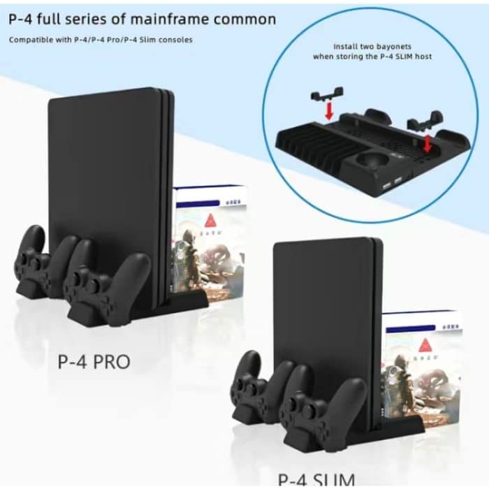 Für PS4/PS4 Pro/PS4 Slim Host iplay Dual-sitz Lade Multi-funktion Kühlung Basis Lagerung Halterung, HBP-192 – Bild 7