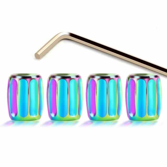 4 Stück/Set Metall-Anti-Diebstahl-Reifenkernventil, personalisierte Konvertierungskappe, Colorful, Titanium Black, Red, Silver – Bild 1